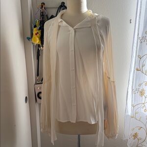 7 For All Mankind Cream Button-Up Blouse